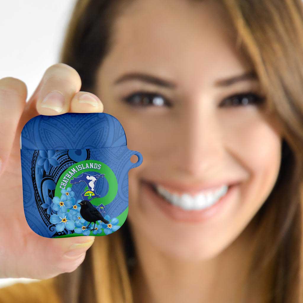 New Zealand Chatham Islands AirPods Case Wharekauri Forget Me Not With Black Robin - Aussie Hoodie