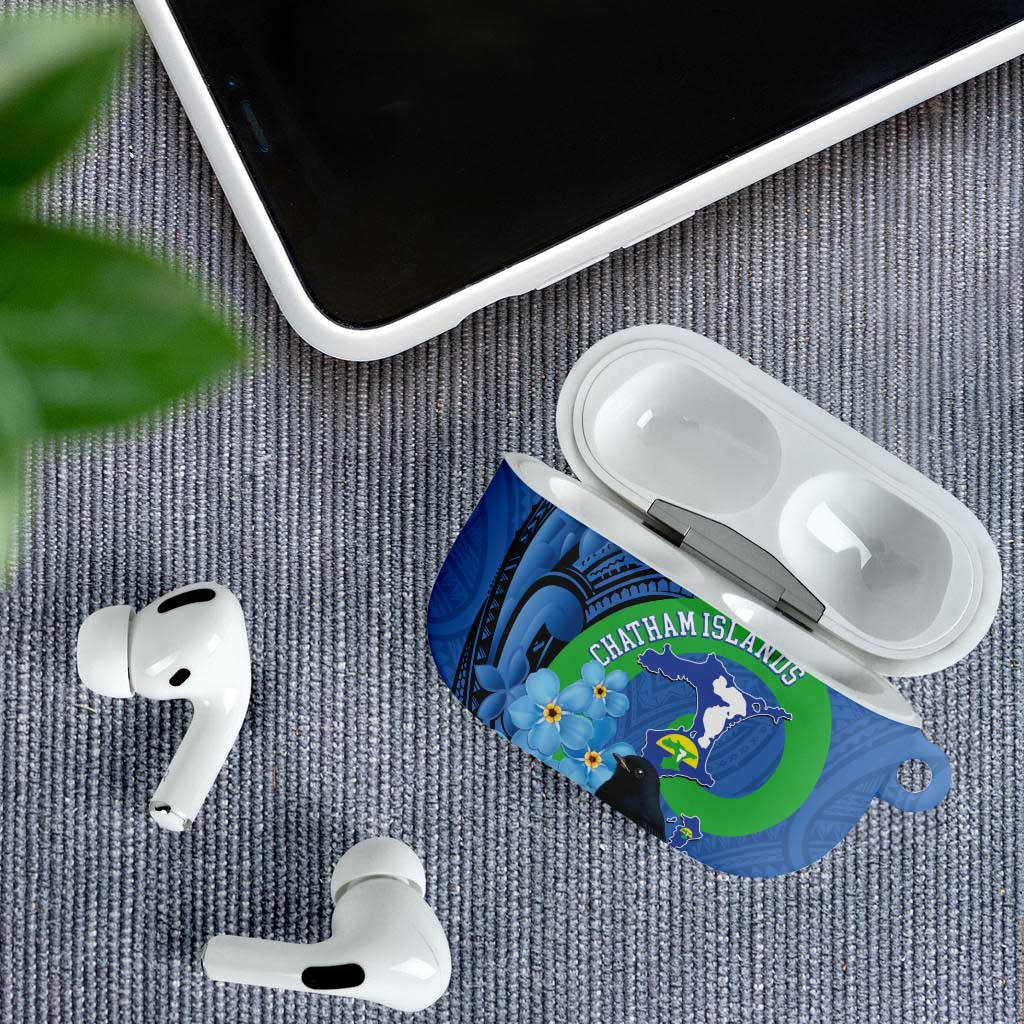 New Zealand Chatham Islands AirPods Case Wharekauri Forget Me Not With Black Robin - Aussie Hoodie