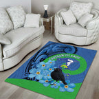 New Zealand Chatham Islands Area Rug Wharekauri Forget Me Not With Black Robin