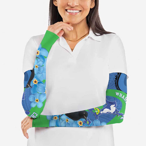 New Zealand Chatham Islands Arm Sleeves Wharekauri Forget Me Not With Black Robin - Aussie Hoodie