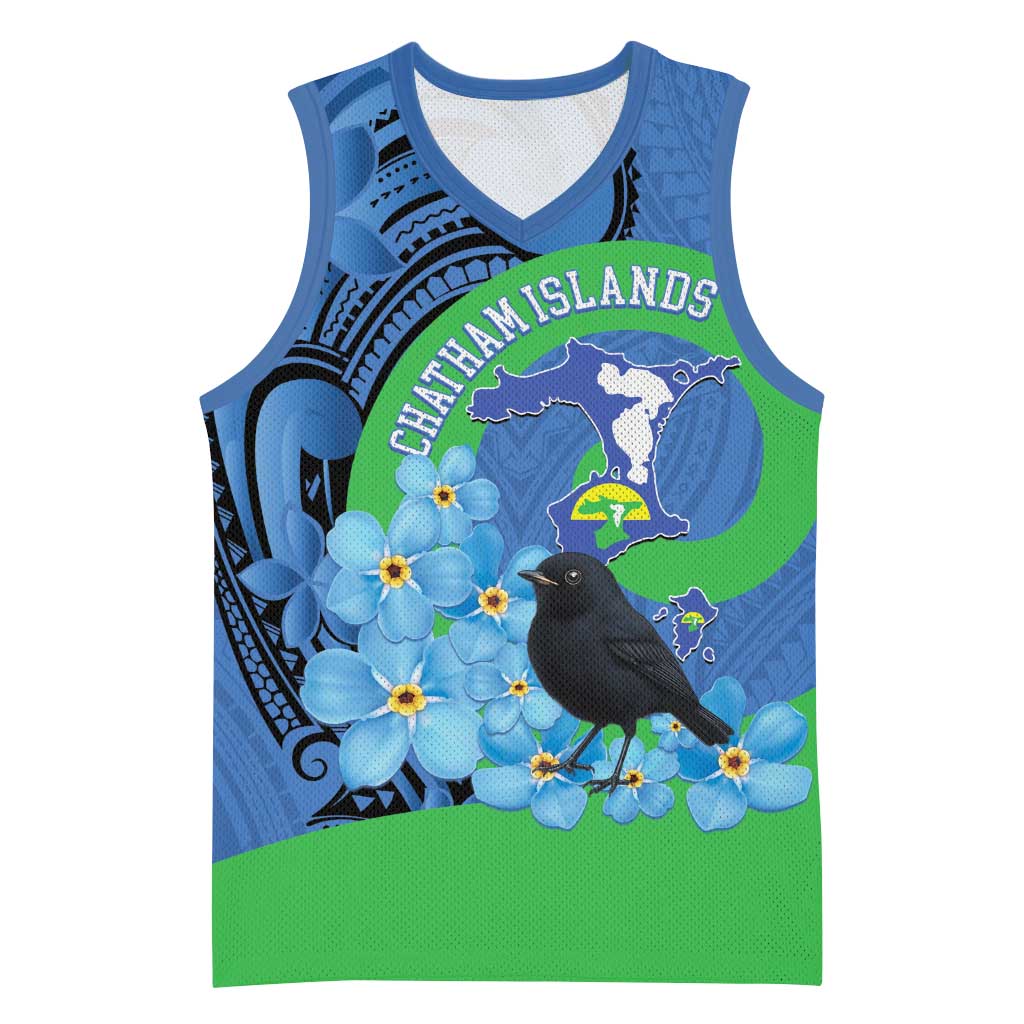 New Zealand Chatham Islands Basketball Jersey Wharekauri Forget Me Not With Black Robin - Aussie Hoodie