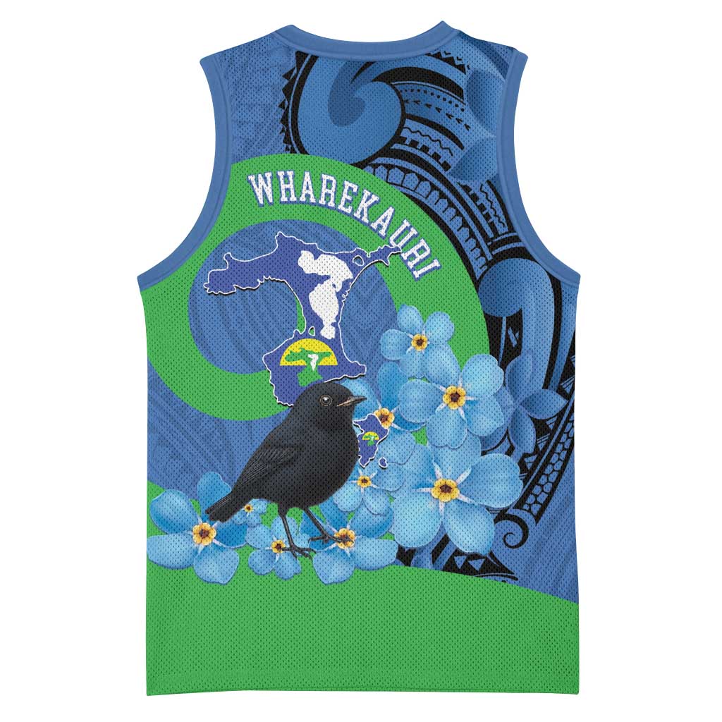 New Zealand Chatham Islands Basketball Jersey Wharekauri Forget Me Not With Black Robin - Aussie Hoodie