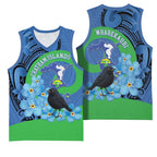 New Zealand Chatham Islands Basketball Jersey Wharekauri Forget Me Not With Black Robin - Aussie Hoodie