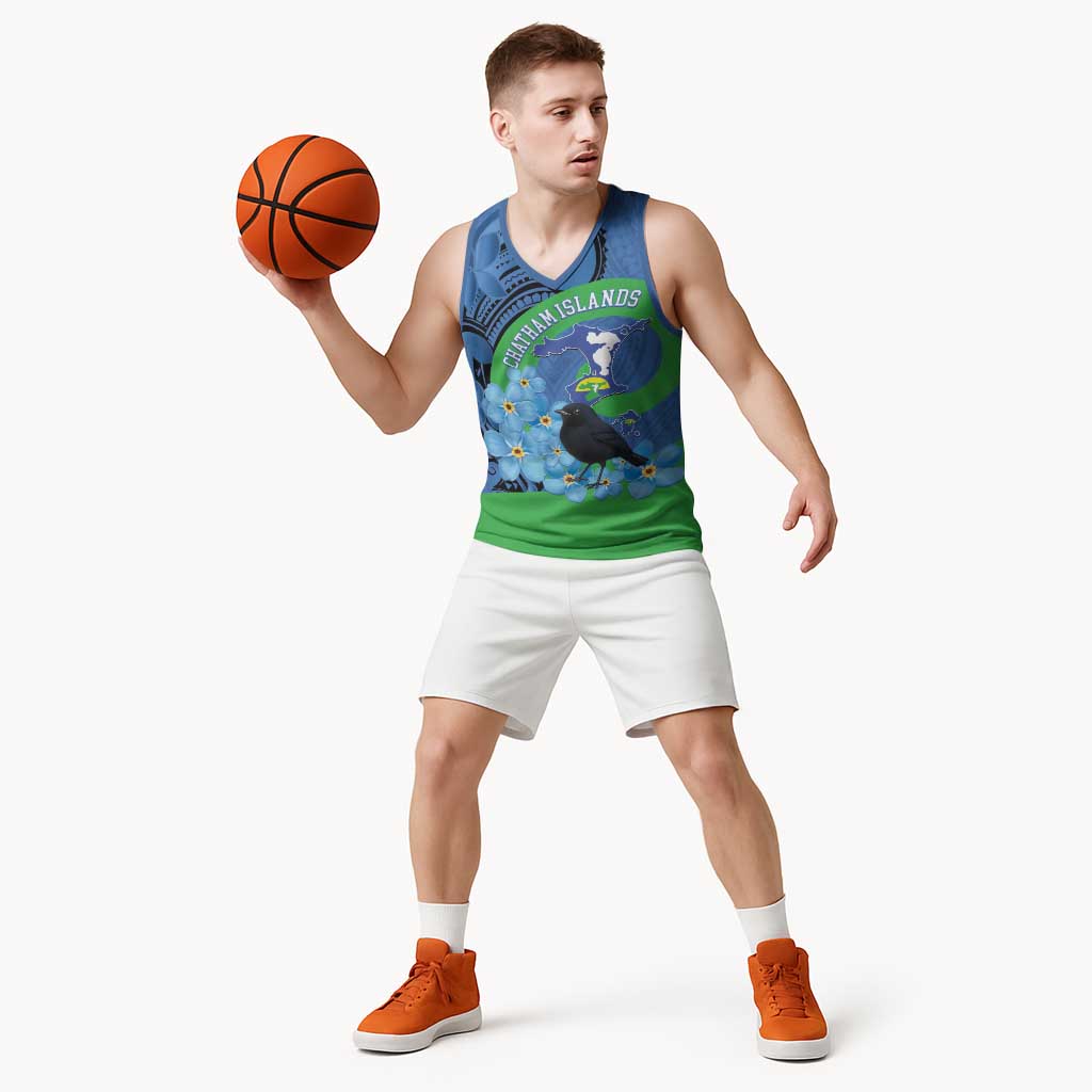 New Zealand Chatham Islands Basketball Jersey Wharekauri Forget Me Not With Black Robin - Aussie Hoodie