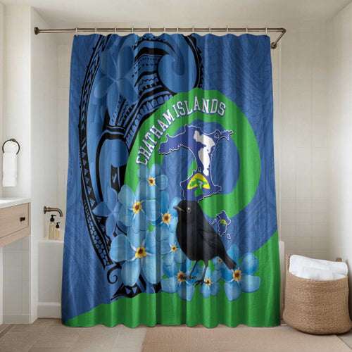 New Zealand Chatham Islands Bathroom Set Wharekauri Forget Me Not With Black Robin - Aussie Hoodie