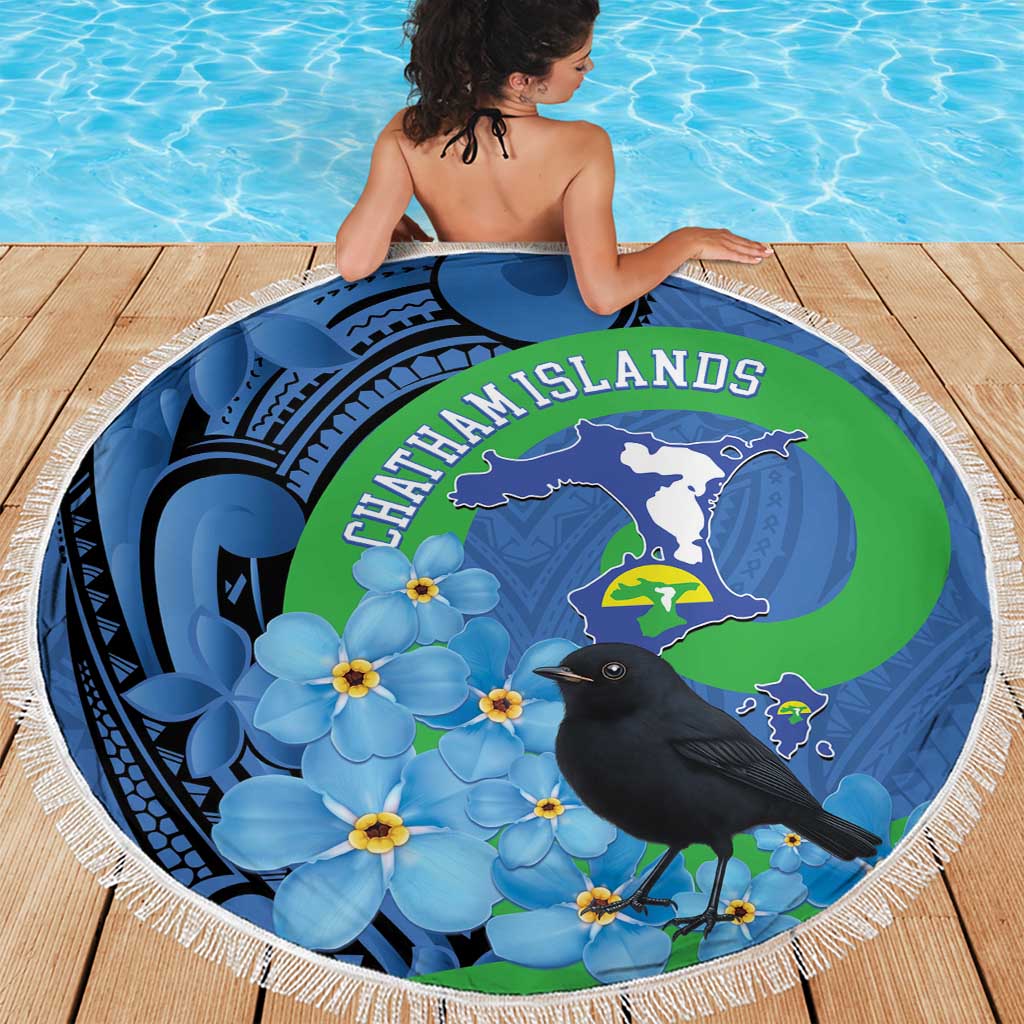 New Zealand Chatham Islands Beach Blanket Wharekauri Forget Me Not With Black Robin