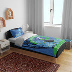 New Zealand Chatham Islands Bedding Set Wharekauri Forget Me Not With Black Robin