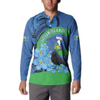 New Zealand Chatham Islands Button Sweatshirt Wharekauri Forget Me Not With Black Robin