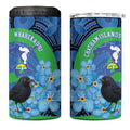 New Zealand Chatham Islands 4 in 1 Can Cooler Tumbler Wharekauri Forget Me Not With Black Robin
