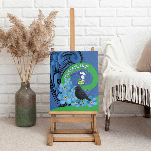 New Zealand Chatham Islands Canvas Wall Art Wharekauri Forget Me Not With Black Robin
