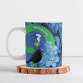 New Zealand Chatham Islands Ceramic Mug Wharekauri Forget Me Not With Black Robin - Aussie Hoodie