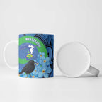 New Zealand Chatham Islands Ceramic Mug Wharekauri Forget Me Not With Black Robin - Aussie Hoodie