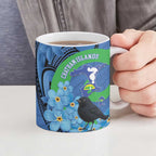 New Zealand Chatham Islands Ceramic Mug Wharekauri Forget Me Not With Black Robin - Aussie Hoodie