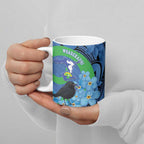 New Zealand Chatham Islands Ceramic Mug Wharekauri Forget Me Not With Black Robin - Aussie Hoodie
