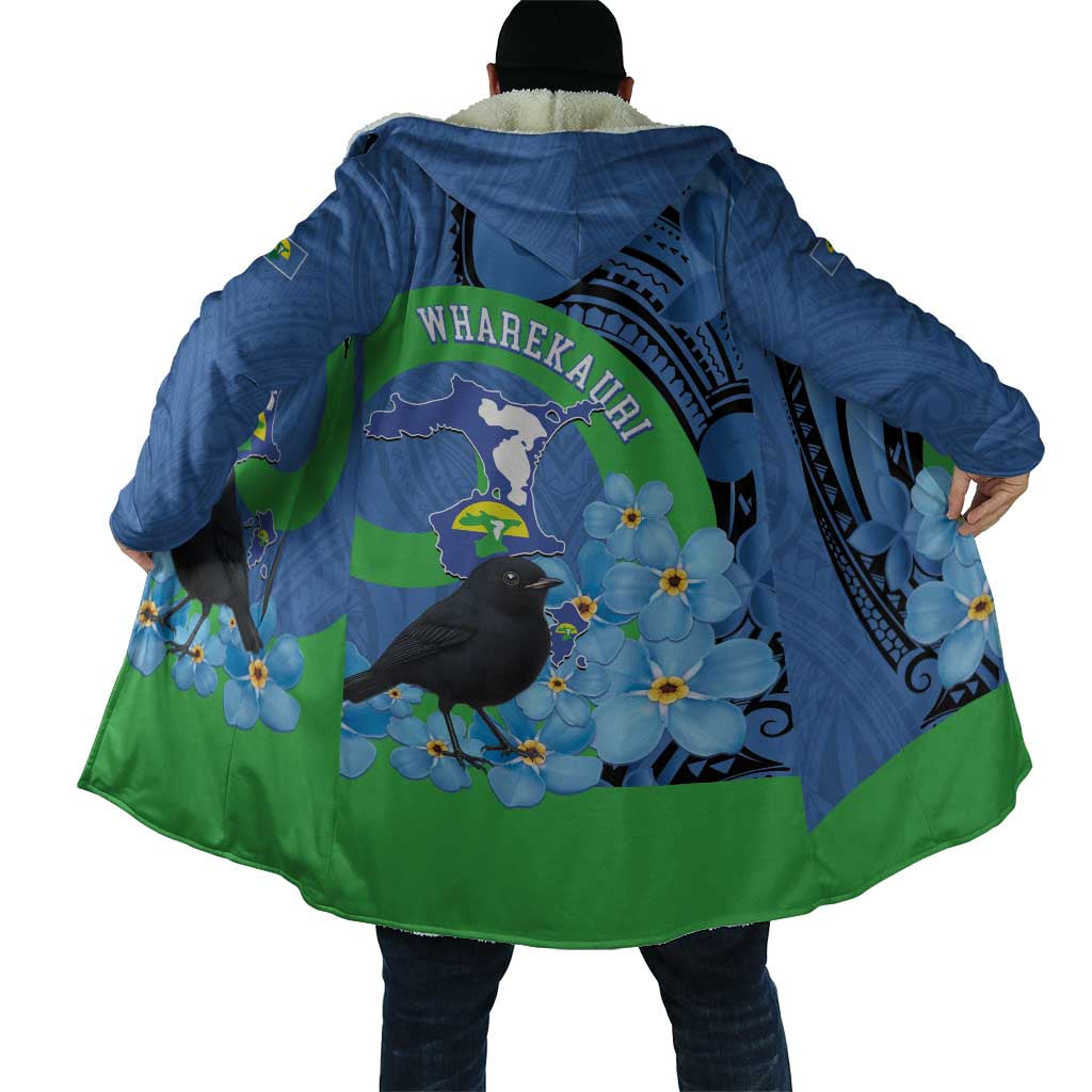 New Zealand Chatham Islands Cloak Wharekauri Forget Me Not With Black Robin - Aussie Hoodie