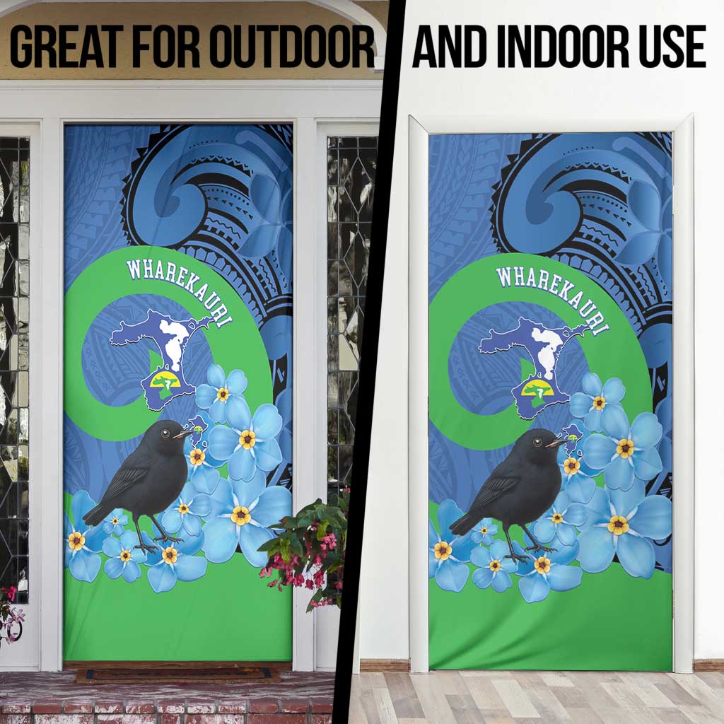 New Zealand Chatham Islands Door Cover Wharekauri Forget Me Not With Black Robin - Aussie Hoodie