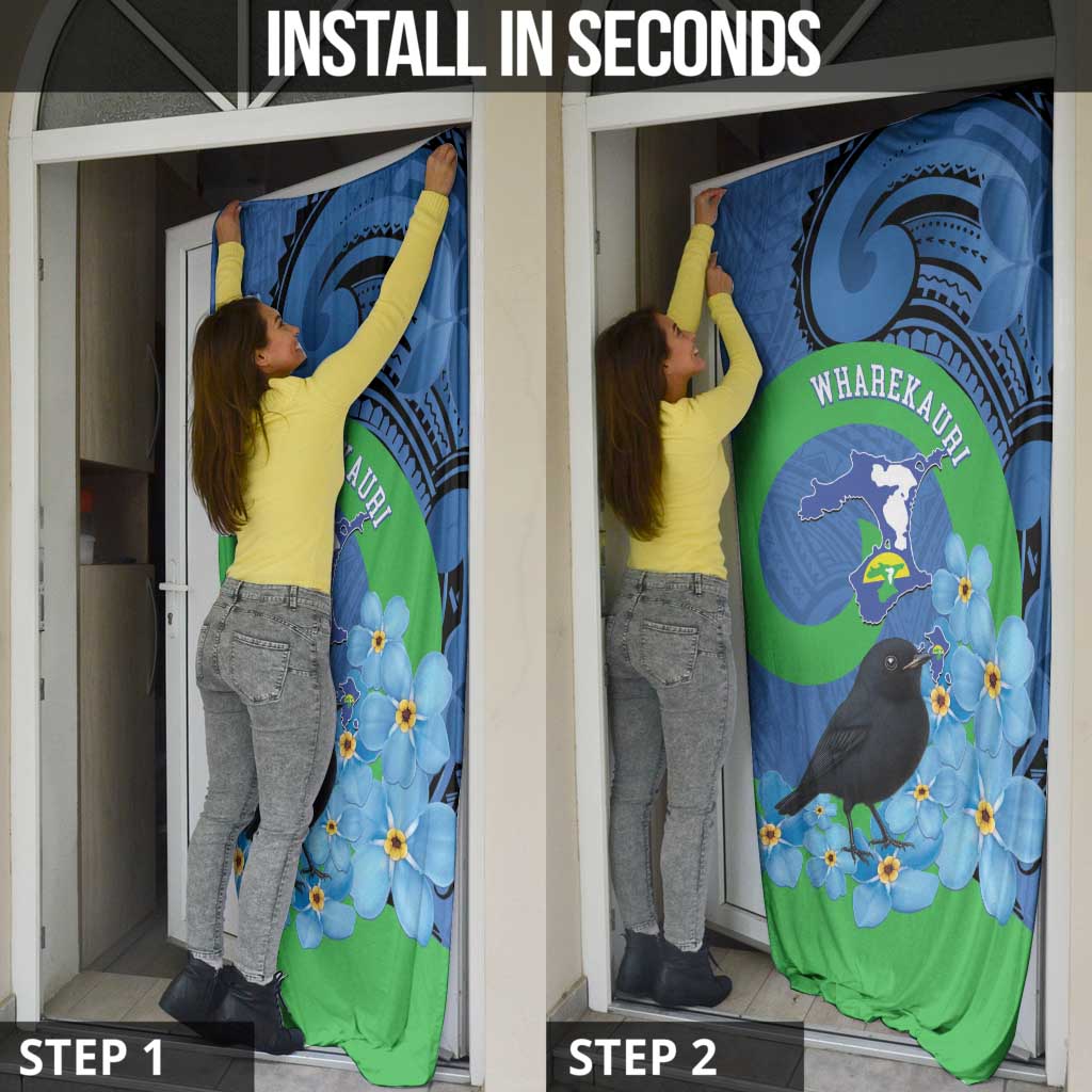 New Zealand Chatham Islands Door Cover Wharekauri Forget Me Not With Black Robin - Aussie Hoodie