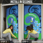 New Zealand Chatham Islands Door Cover Wharekauri Forget Me Not With Black Robin - Aussie Hoodie