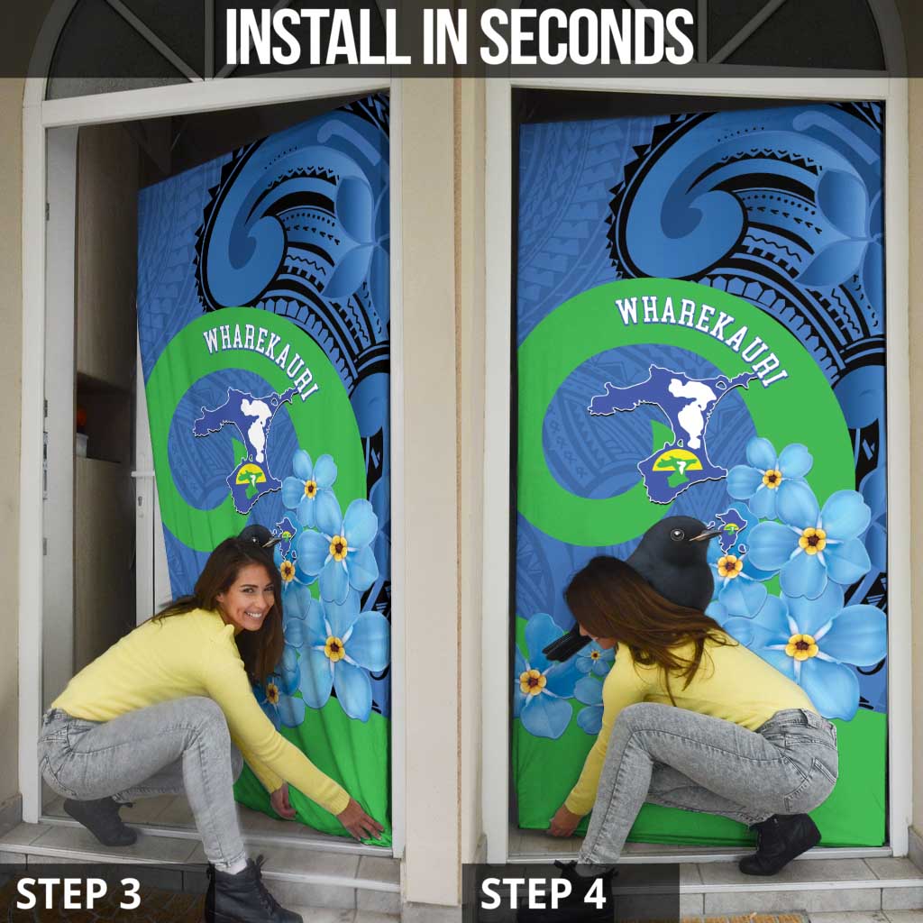 New Zealand Chatham Islands Door Cover Wharekauri Forget Me Not With Black Robin - Aussie Hoodie