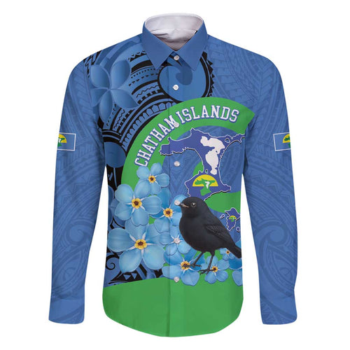 New Zealand Chatham Islands Family Matching Short Sleeve Bodycon Dress and Hawaiian Shirt Wharekauri Forget Me Not With Black Robin