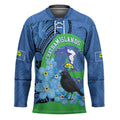 New Zealand Chatham Islands Hockey Jersey Wharekauri Forget Me Not With Black Robin - Aussie Hoodie