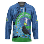 New Zealand Chatham Islands Hockey Jersey Wharekauri Forget Me Not With Black Robin - Aussie Hoodie