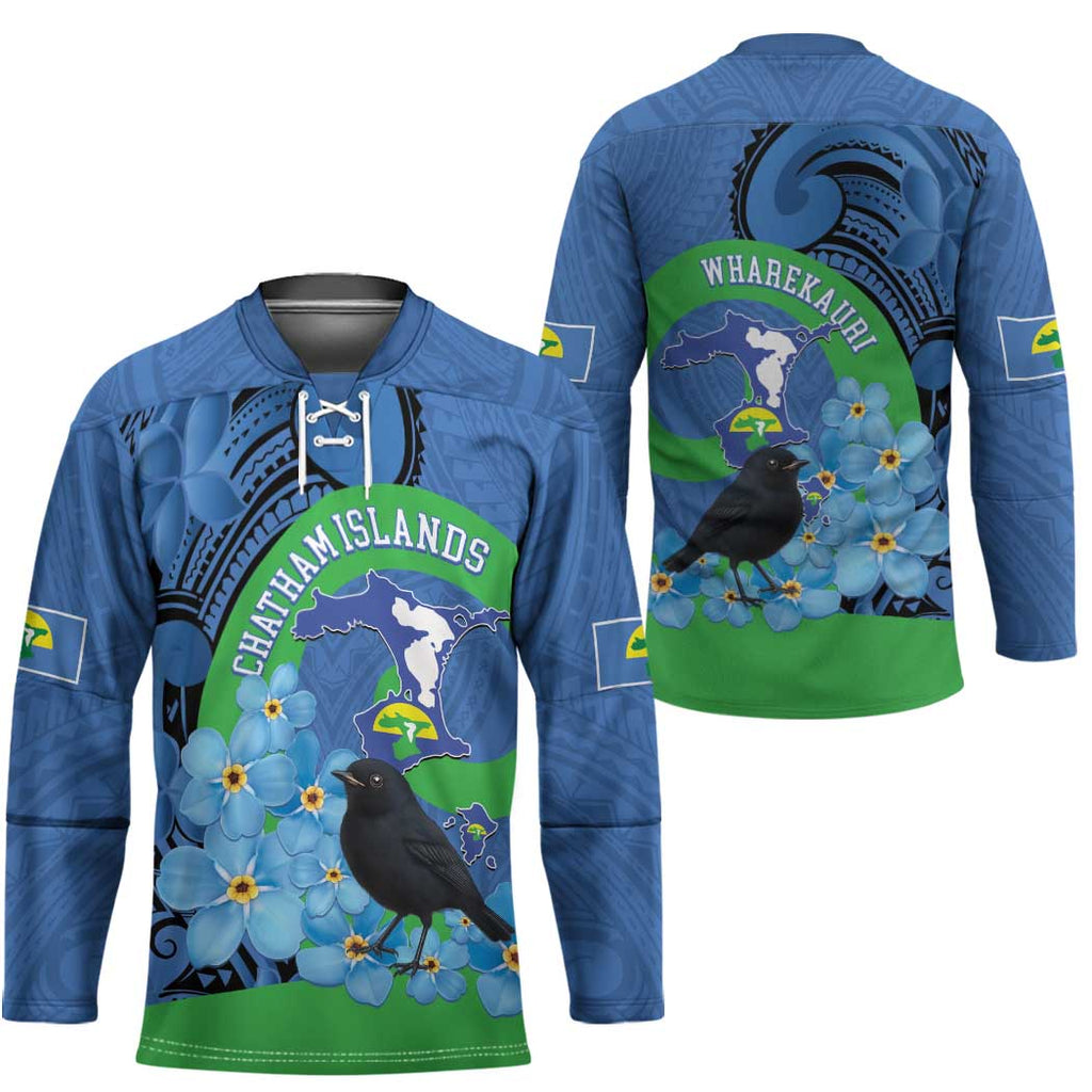 New Zealand Chatham Islands Hockey Jersey Wharekauri Forget Me Not With Black Robin - Aussie Hoodie