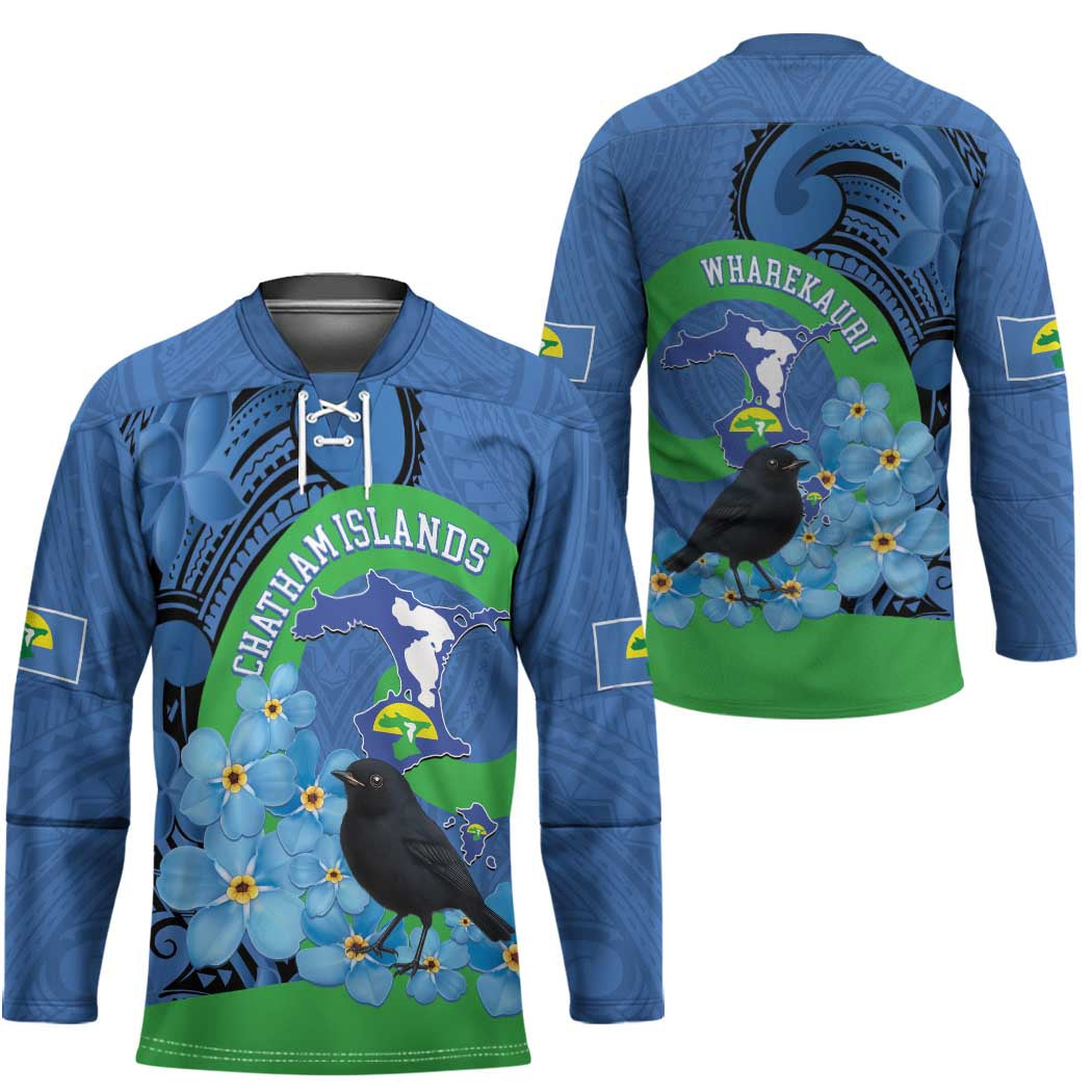 New Zealand Chatham Islands Hockey Jersey Wharekauri Forget Me Not With Black Robin - Aussie Hoodie