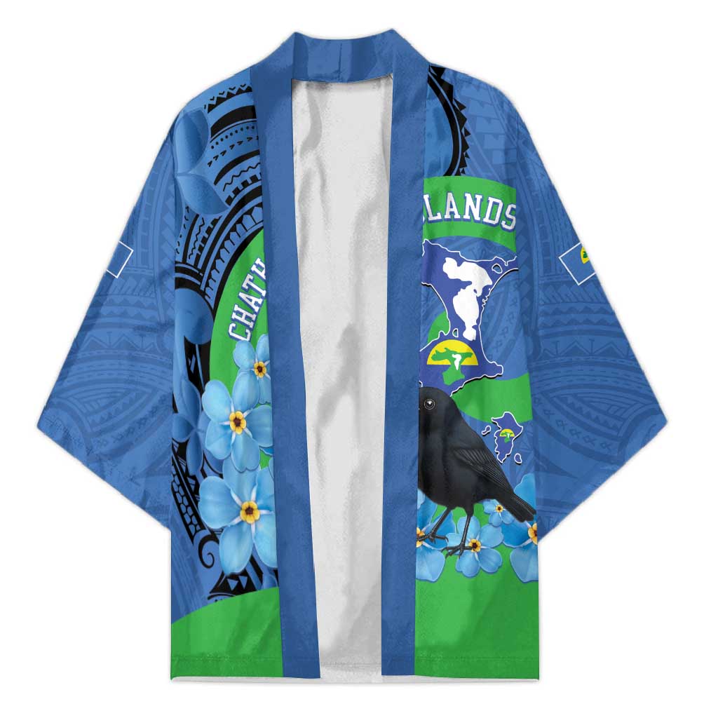 New Zealand Chatham Islands Kimono Wharekauri Forget Me Not With Black Robin - Aussie Hoodie