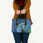 New Zealand Chatham Islands Leather Bag Wharekauri Forget Me Not With Black Robin - Aussie Hoodie