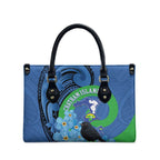 New Zealand Chatham Islands Leather Bag Wharekauri Forget Me Not With Black Robin - Aussie Hoodie