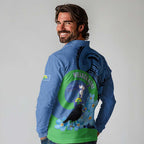New Zealand Chatham Islands Long Sleeve Polo Shirt Wharekauri Forget Me Not With Black Robin