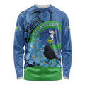 New Zealand Chatham Islands Long Sleeve Shirt Wharekauri Forget Me Not With Black Robin