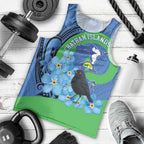New Zealand Chatham Islands Men Tank Top Wharekauri Forget Me Not With Black Robin