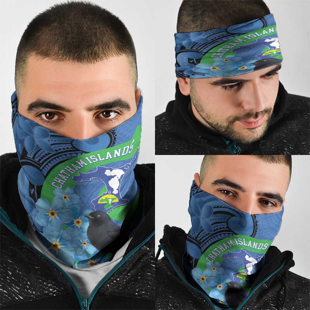 New Zealand Chatham Islands Neck Gaiter Wharekauri Forget Me Not With Black Robin - Aussie Hoodie