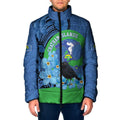New Zealand Chatham Islands Padded Jacket Wharekauri Forget Me Not With Black Robin - Aussie Hoodie