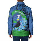 New Zealand Chatham Islands Padded Jacket Wharekauri Forget Me Not With Black Robin - Aussie Hoodie