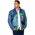 New Zealand Chatham Islands Padded Jacket Wharekauri Forget Me Not With Black Robin - Aussie Hoodie