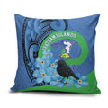 New Zealand Chatham Islands Pillow Cover Wharekauri Forget Me Not With Black Robin - Aussie Hoodie