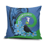 New Zealand Chatham Islands Pillow Cover Wharekauri Forget Me Not With Black Robin - Aussie Hoodie