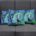 New Zealand Chatham Islands Pillow Cover Wharekauri Forget Me Not With Black Robin - Aussie Hoodie