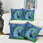 New Zealand Chatham Islands Pillow Cover Wharekauri Forget Me Not With Black Robin - Aussie Hoodie