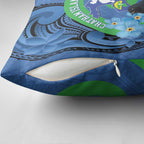 New Zealand Chatham Islands Pillow Cover Wharekauri Forget Me Not With Black Robin - Aussie Hoodie