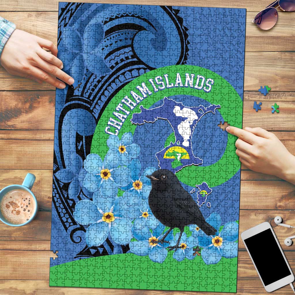 New Zealand Chatham Islands Puzzle Wharekauri Forget Me Not With Black Robin - Aussie Hoodie