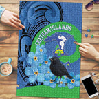 New Zealand Chatham Islands Puzzle Wharekauri Forget Me Not With Black Robin - Aussie Hoodie