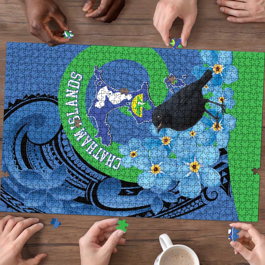 New Zealand Chatham Islands Puzzle Wharekauri Forget Me Not With Black Robin - Aussie Hoodie