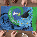 New Zealand Chatham Islands Puzzle Wharekauri Forget Me Not With Black Robin - Aussie Hoodie