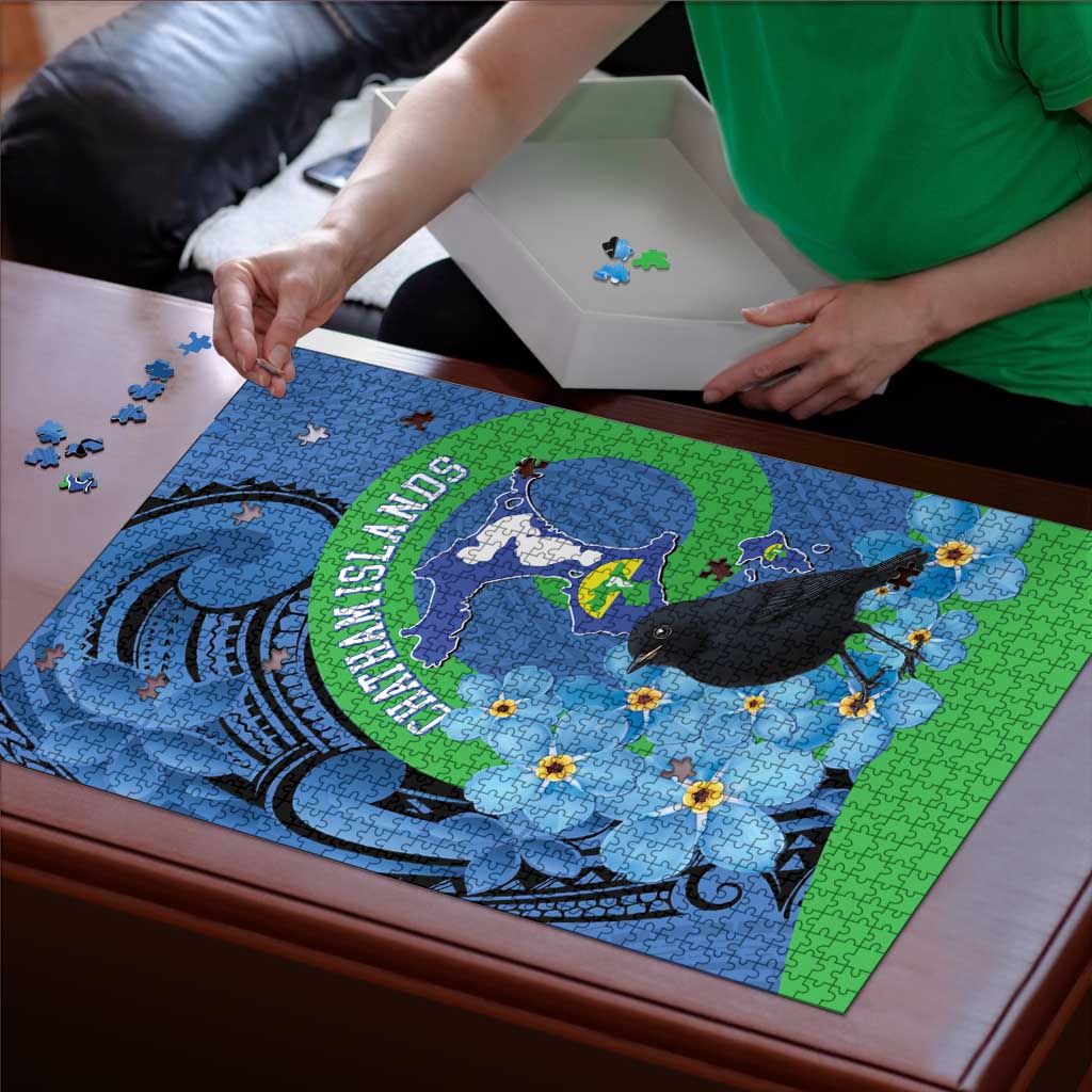 New Zealand Chatham Islands Puzzle Wharekauri Forget Me Not With Black Robin - Aussie Hoodie