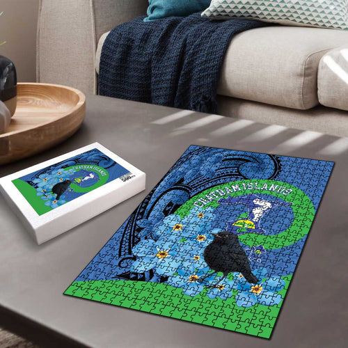 New Zealand Chatham Islands Puzzle Wharekauri Forget Me Not With Black Robin - Aussie Hoodie