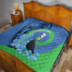 New Zealand Chatham Islands Quilt Wharekauri Forget Me Not With Black Robin